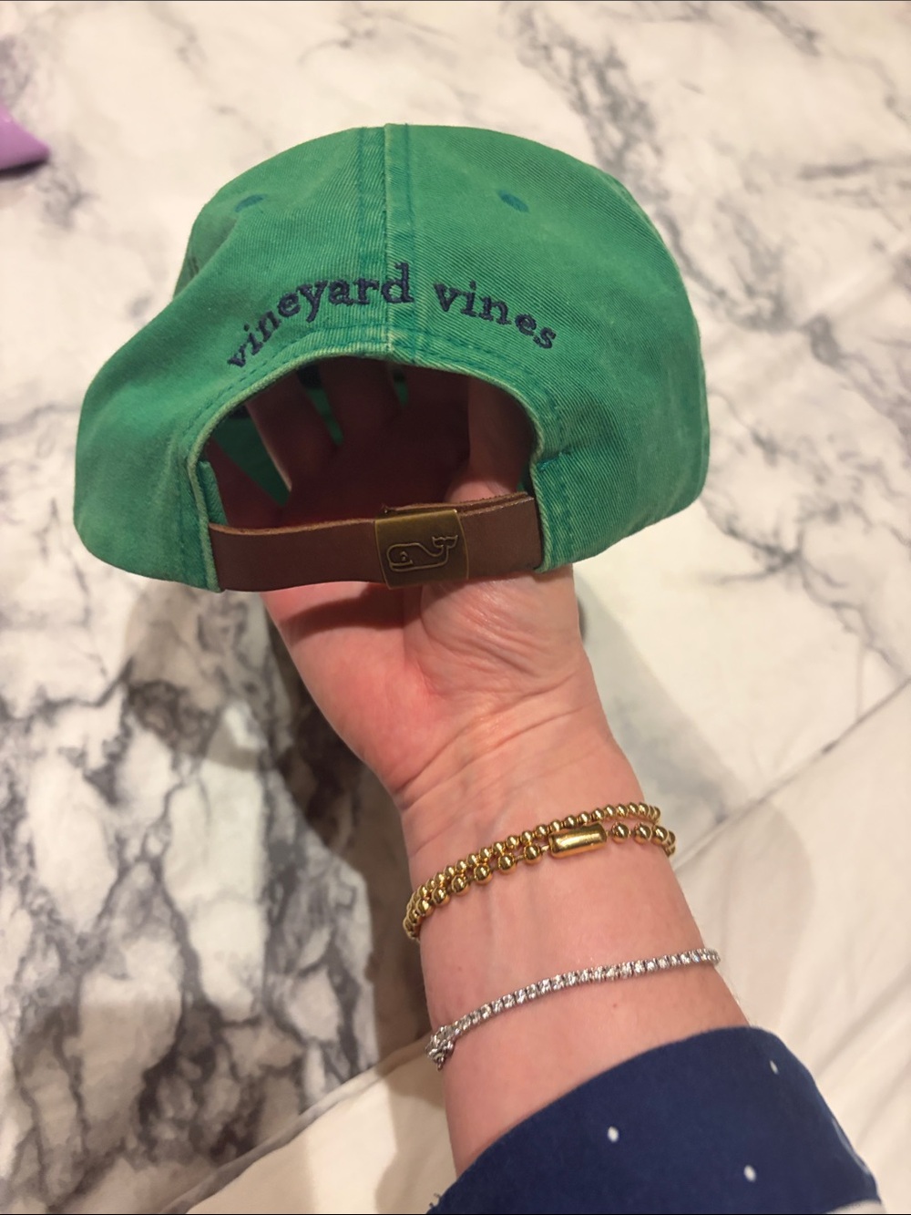 Vineyard Vines Green Cap with Navy Whale Patch - Picture 2 of 4